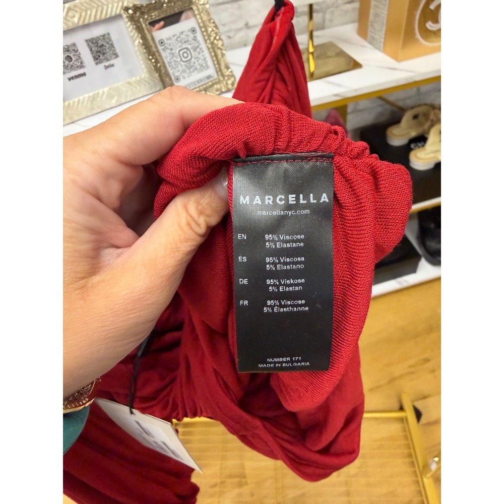 Marcella Alyssa Infinity Top Red Multi-Way Wrap Ruched Blouse NWT Sz M Luxury - Picture 7 of 16